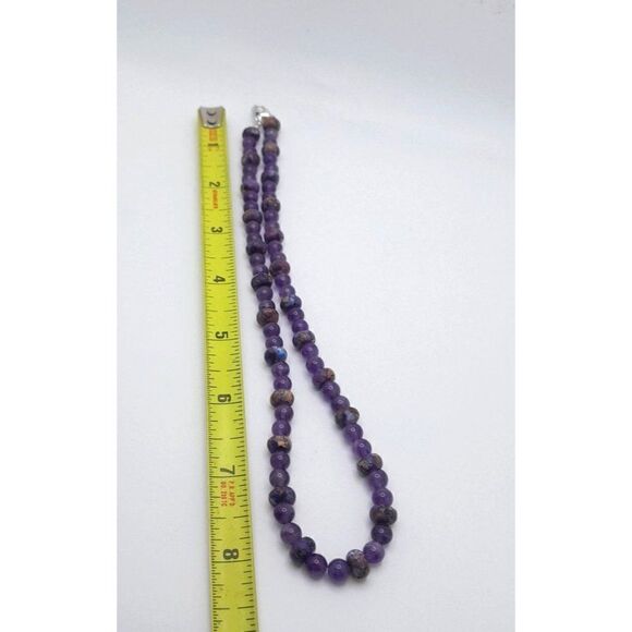 Purple Amethyst Bead Necklace Marbled Quartz Gemstone Beads Wrap Bracelet 17" - Picture 4 of 5